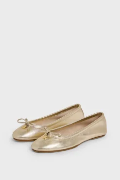 Ballerines En Cuir Dore Or - Mia