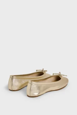 Ballerines En Cuir Dore Or - Mia