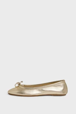 Ballerines En Cuir Dore Or - Mia