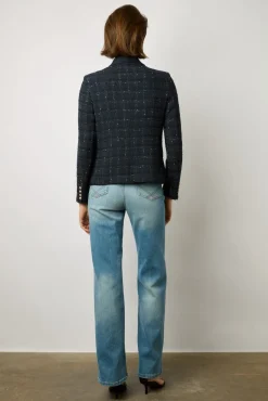 Blazer En Tweed A Carreaux Marine - Bellie