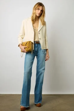 Blazer En Tweed Uni Ecru - Bailee