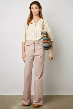 Blouse Avec Mini Perles Beige Rose - Amaia