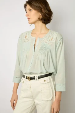 Blouse Brodee Bleu Ciel - Aaya