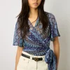 Blouse Cache-Coeur A Clous Indigo - Aritia