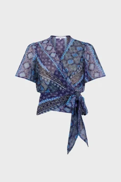Blouse Cache-Coeur A Clous Indigo - Aritia