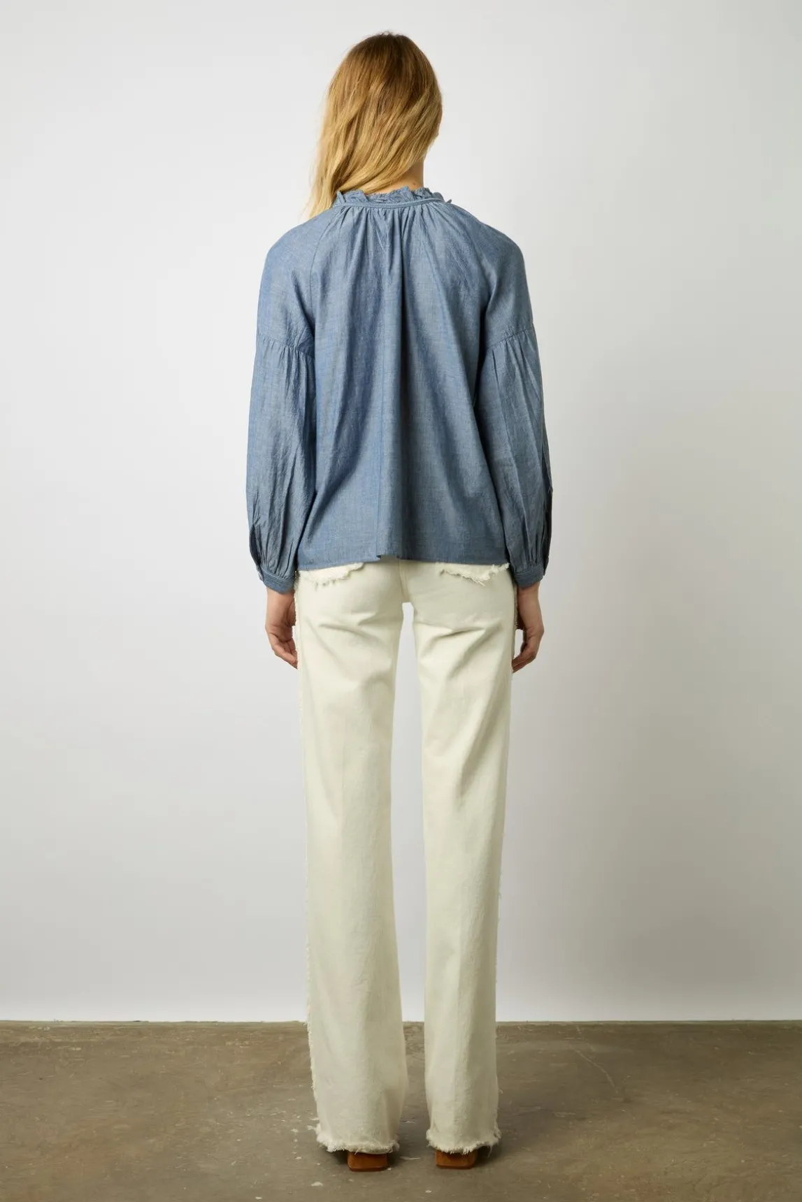 Blouse Chambray A Pompons Chambray - Adele