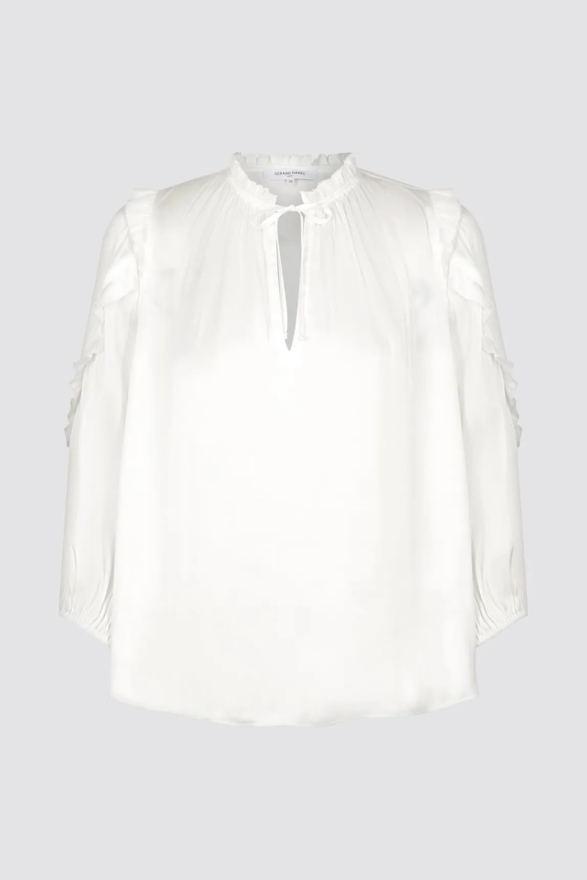 Blouse En Satin A Volants Blanc - Alexia