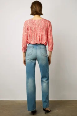 Blouse Fluide A Fleurs Corail - Antelona