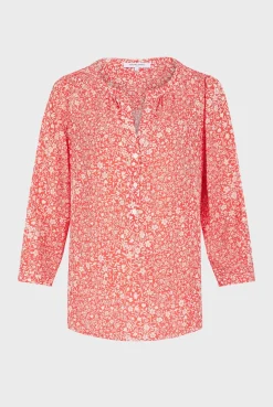 Blouse Fluide A Fleurs Corail - Antelona