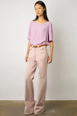 Blouse Fluide Dos Boutonne Parme - Alyah