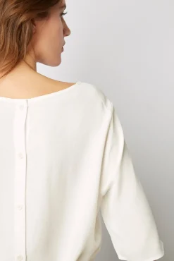 Blouse Fluide Dos Boutonne Ecru - Alyah