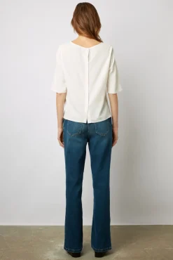 Blouse Fluide Dos Boutonne Ecru - Alyah