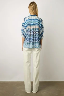 Blouse Fluide Imprimee Indigo - Aniella