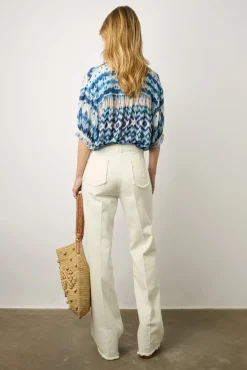 Blouse Fluide Imprimee Indigo - Aniella