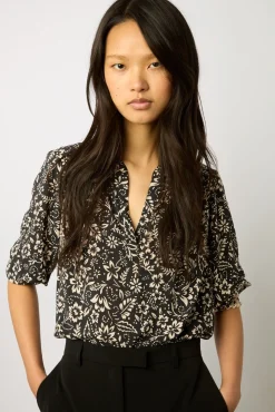 Blouse Imprime Floral Noir - Allyn