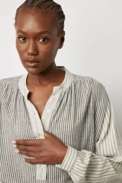 Blouse Rayee En Coton Ecru - Ambre