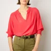 Blouse Satinee Froncee Corail - Angela