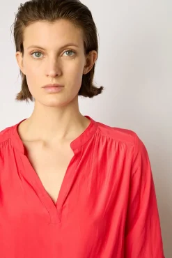 Blouse Satinee Froncee Corail - Angela