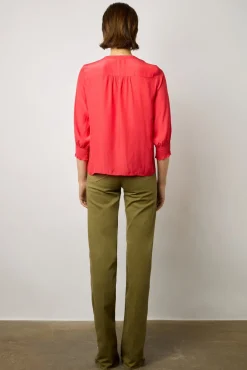 Blouse Satinee Froncee Corail - Angela