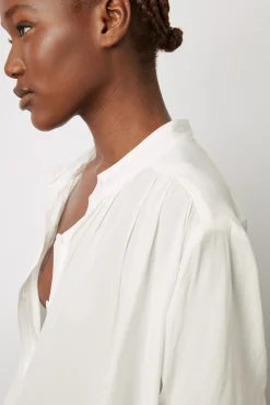 Blouse Unie Satinee Blanc - Alice