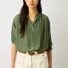 Blouse Unie Satinee Kaki - Alice