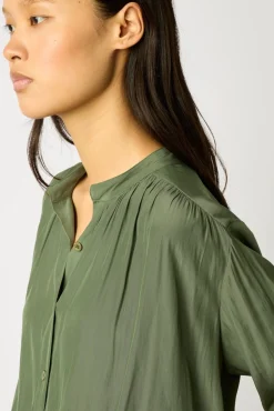 Blouse Unie Satinee Kaki - Alice