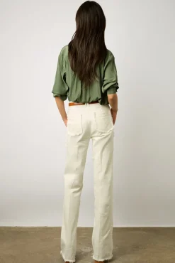 Blouse Unie Satinee Kaki - Alice