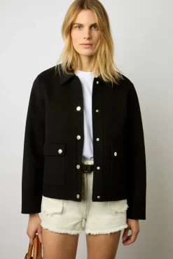 Blouson En Laine Double-Face Noir - Nattie