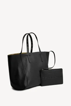 Cabas En Cuir Graine Noir/Or - Simple 2