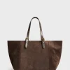 Cabas En Cuir Velours Interieur Metallise - Simple Bag