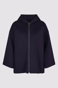 Cape En Laine Double Face Marine - Nesrynn