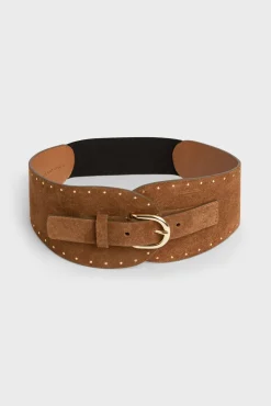 Ceinture Corset Cuir Velours Camel - Olympe