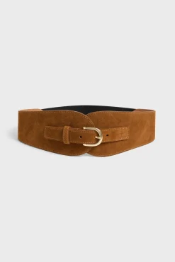 Ceinture Corset Cuir Velours Tabac - Olympe