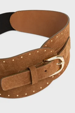 Ceinture Corset Cuir Velours Camel - Olympe