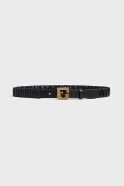 Ceinture En Cuir Elastique Noir - Rosalie
