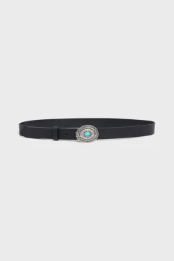 Ceinture En Cuir Noir - Ambre