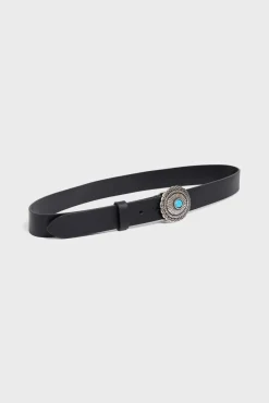 Ceinture En Cuir Noir - Ambre