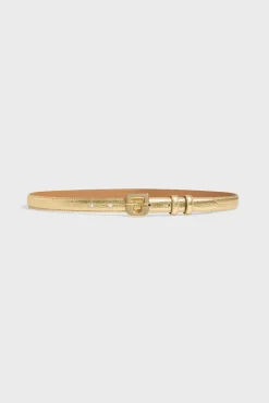 Ceinture En Cuir Python Or - Leminilauren