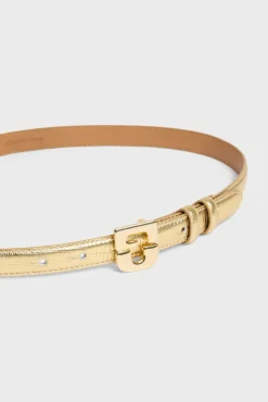 Ceinture En Cuir Python Or - Leminilauren