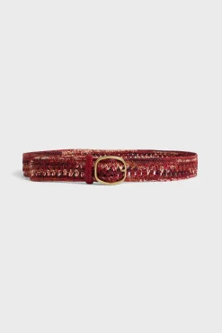Ceinture En Raphia Chine Bordeaux - Paloma