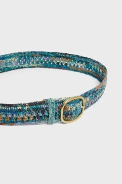 Ceinture En Raphia Chine Bleu - Paloma
