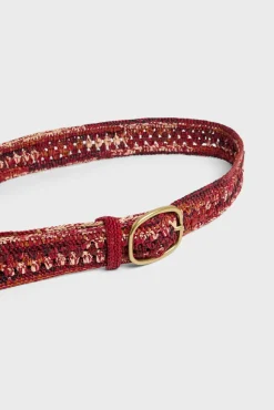 Ceinture En Raphia Chine Bordeaux - Paloma