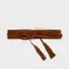 Ceinture Large En Cuir Velours Tabac - Orna
