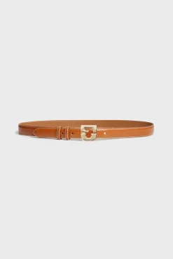 Ceinture Signature En Cuir Camel - Lelauren