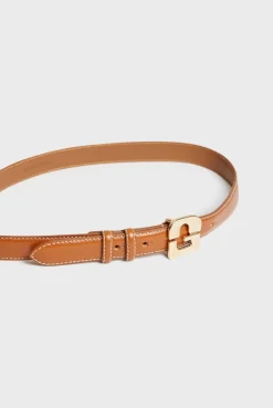 Ceinture Signature En Cuir Camel - Lelauren