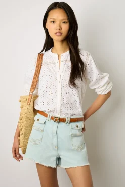 Chemise A Broderies Blanc - Ayate