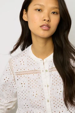 Chemise A Broderies Blanc - Ayate