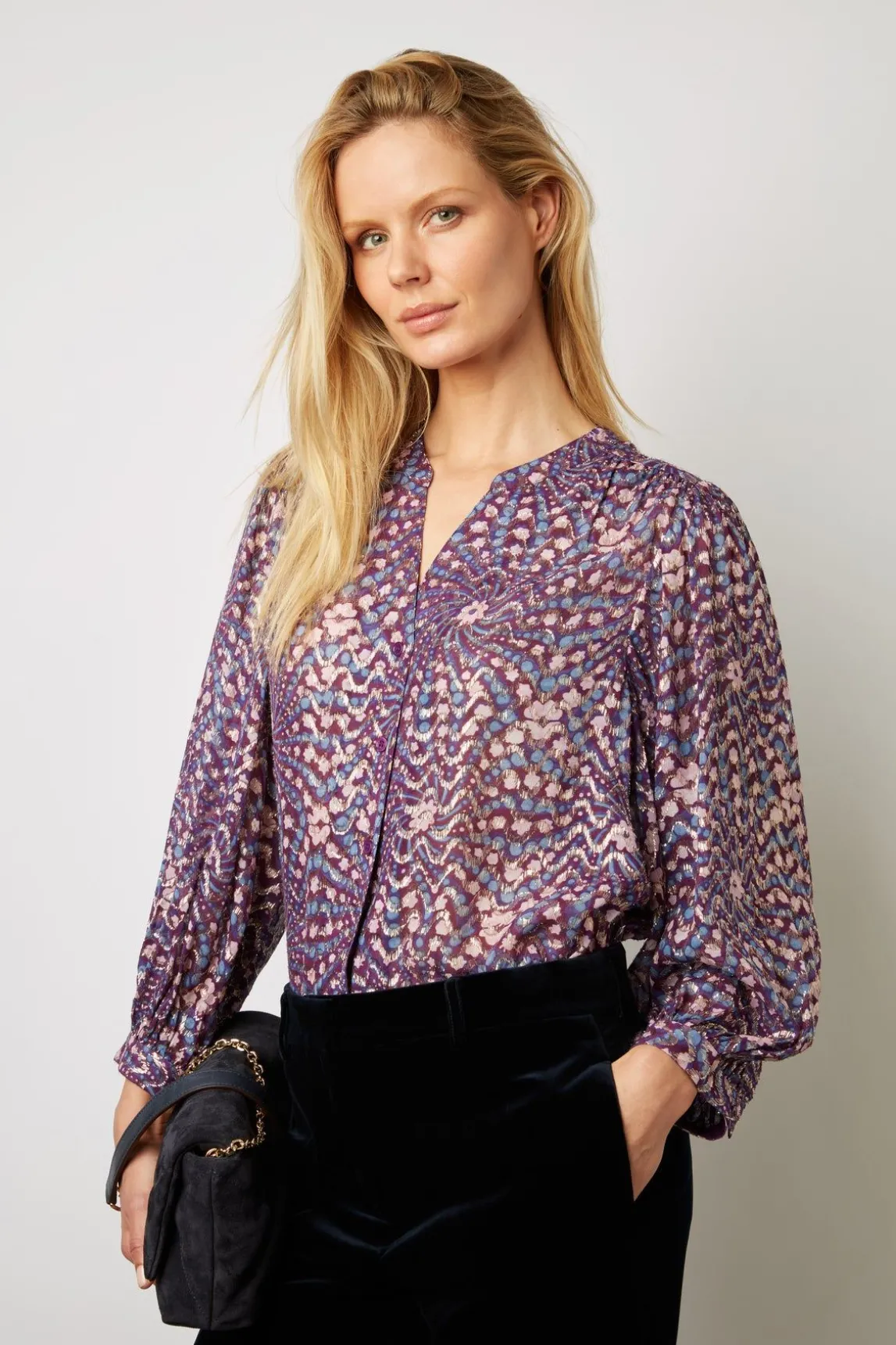 Chemise A Imprime Et Lurex Parme - Akris