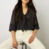Chemise A Pois En Crepe Marine - Apolline
