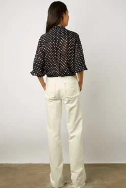 Chemise A Pois En Crepe Marine - Apolline